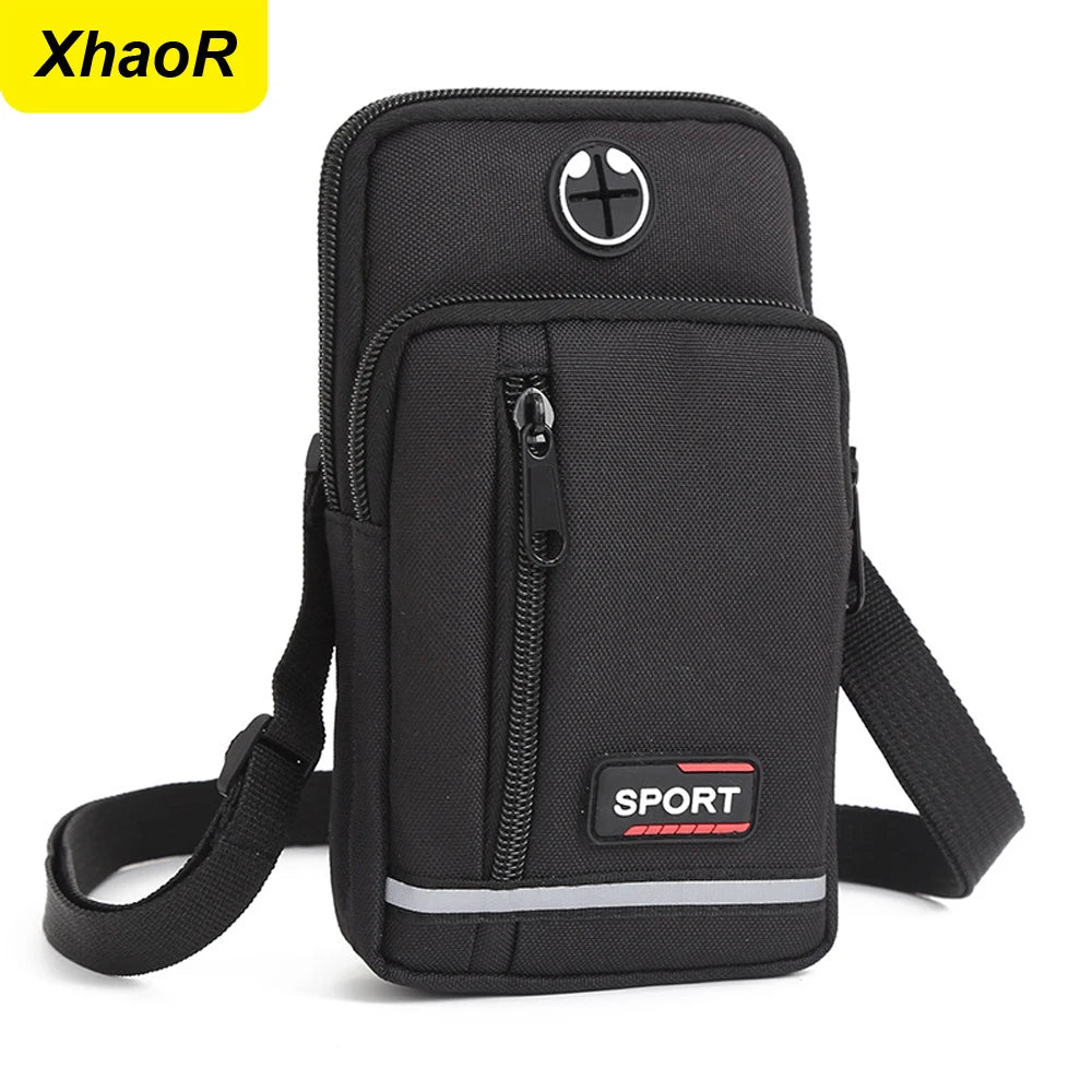 Universal Men's Sports Leisure Mobile Phone Waist Bag Vertical Double-layer Phone Bag Single Shoulder Crossbody Bag Coin Purse