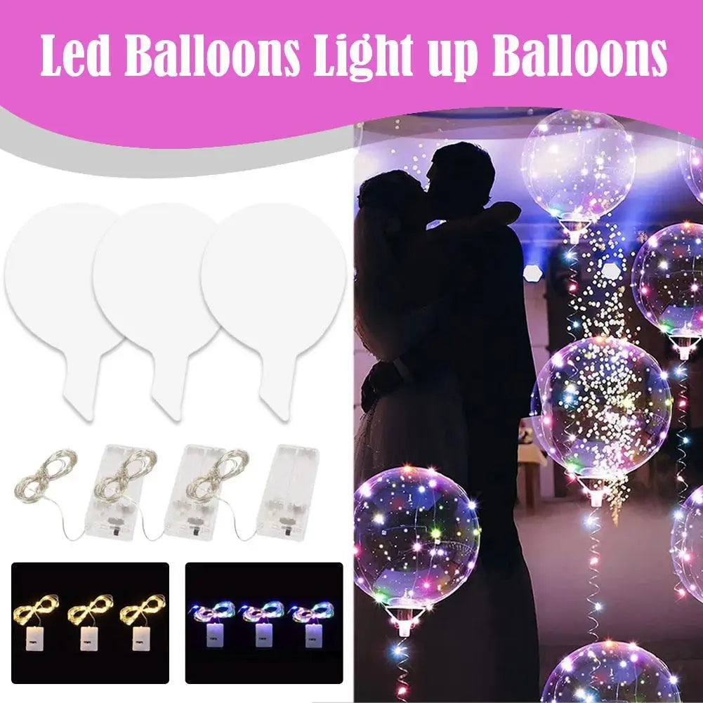 3PCS LED Balloon With Light Transparent Helium Bobo Ballons For Wedding Birthday Christmas Party Decoration LED Light Balloons
