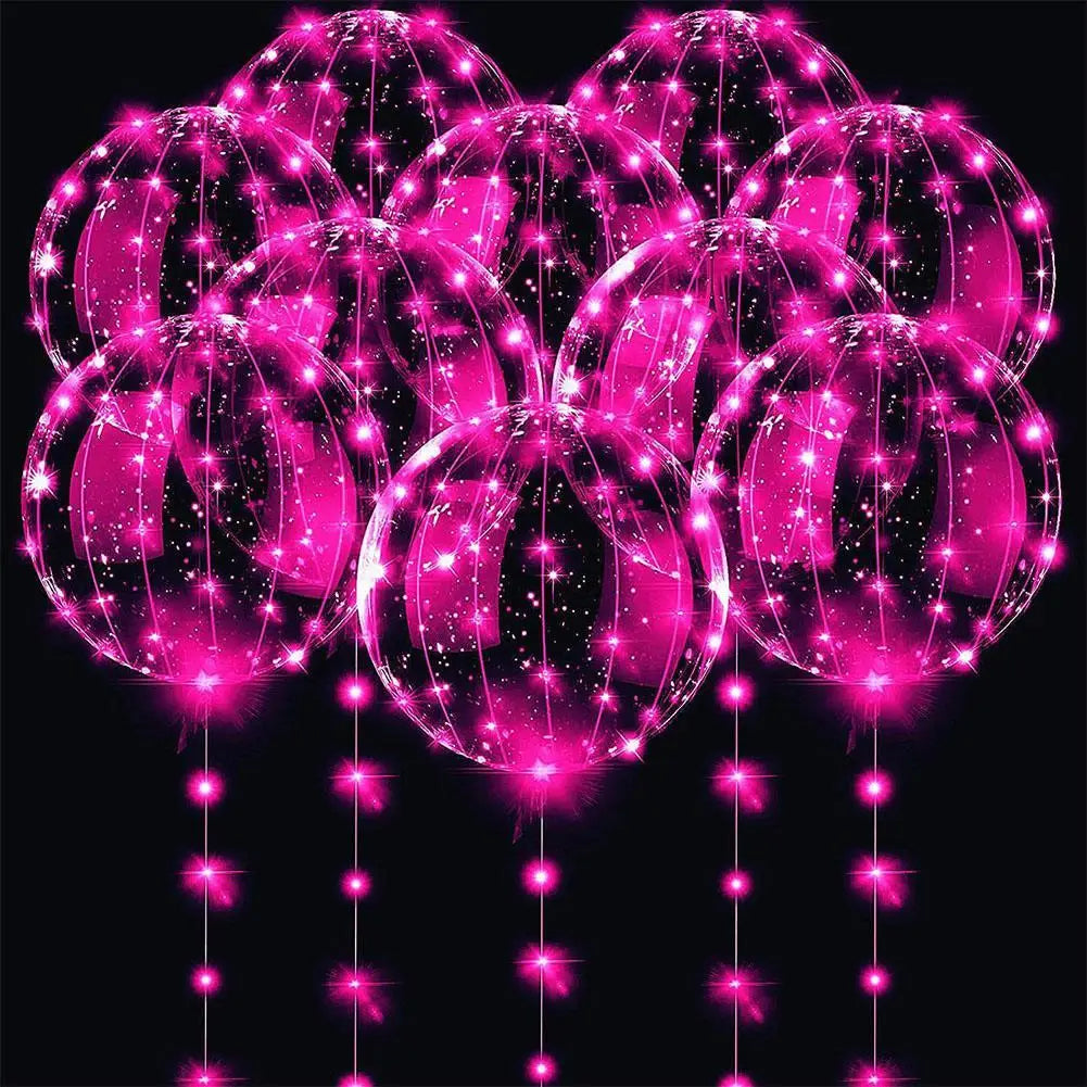 3PCS LED Balloon With Light Transparent Helium Bobo Ballons For Wedding Birthday Christmas Party Decoration LED Light Balloons