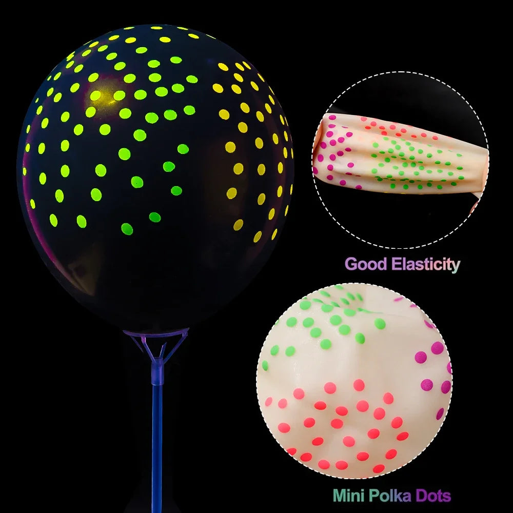 60/10PCS Fluorescent Balloons Glow In The Dark Luminous Dots Latex Balloon For Birthday Wedding Party Decoration Kids Gifts Toys