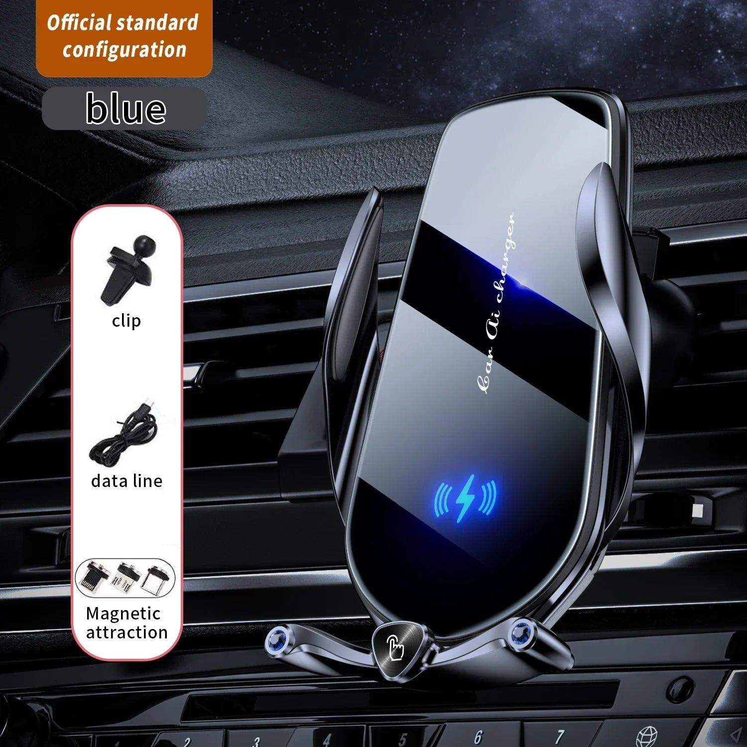 Car Phone Holder 15W Wireless Fast Charger Magnetic Charger Head Touch Control for iPhone 12 13 14 15 Pro Max Xiaomi Huawei