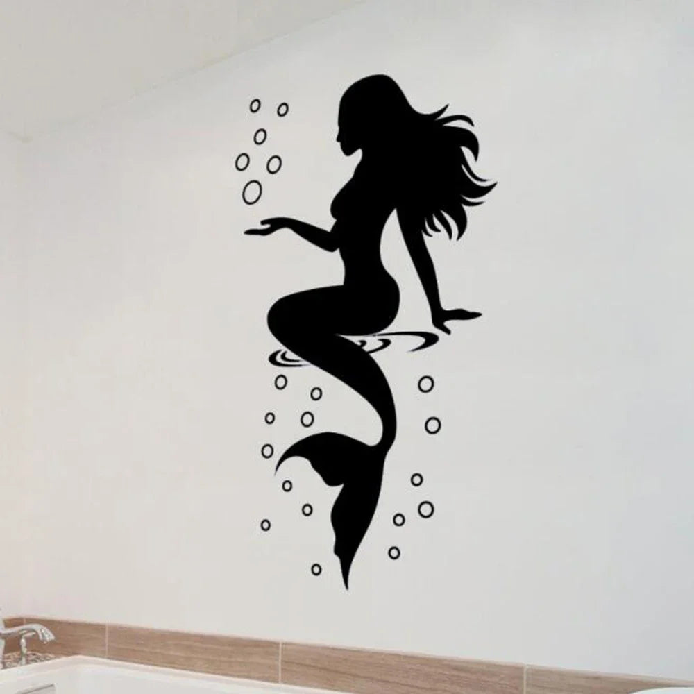 Aesthetic Mermaid Wall Stickers Fashion Design Beautiful Waterproof Decals for Toilet  Bathroom Bedroom Decor Home Decoration