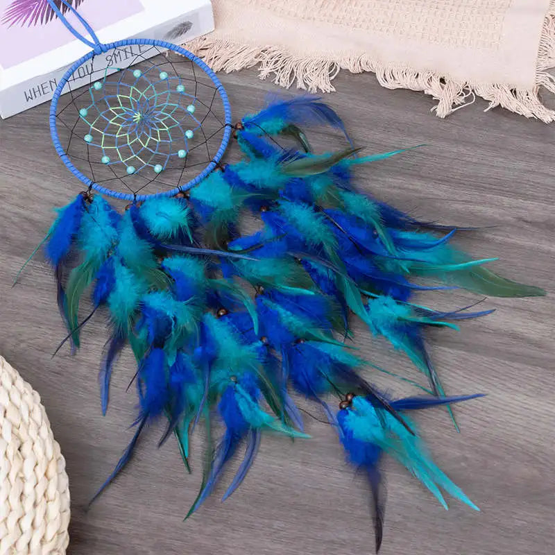Blue Dream Catcher Hanging Home Decor Feahter Dreamcatcher Catchers Aesthetic Living Girl Room Bedroom Decoration Nordic Style