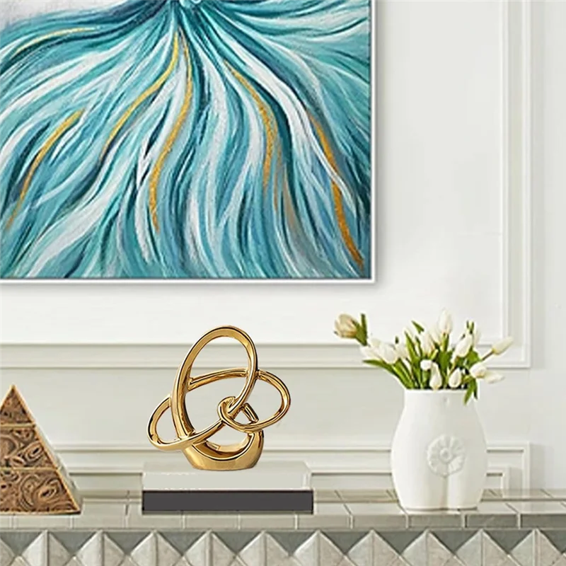 ABYN-Modern Gold Decor  Geometric Sculpture, Abstract Home Accent & Tabletop Figurine