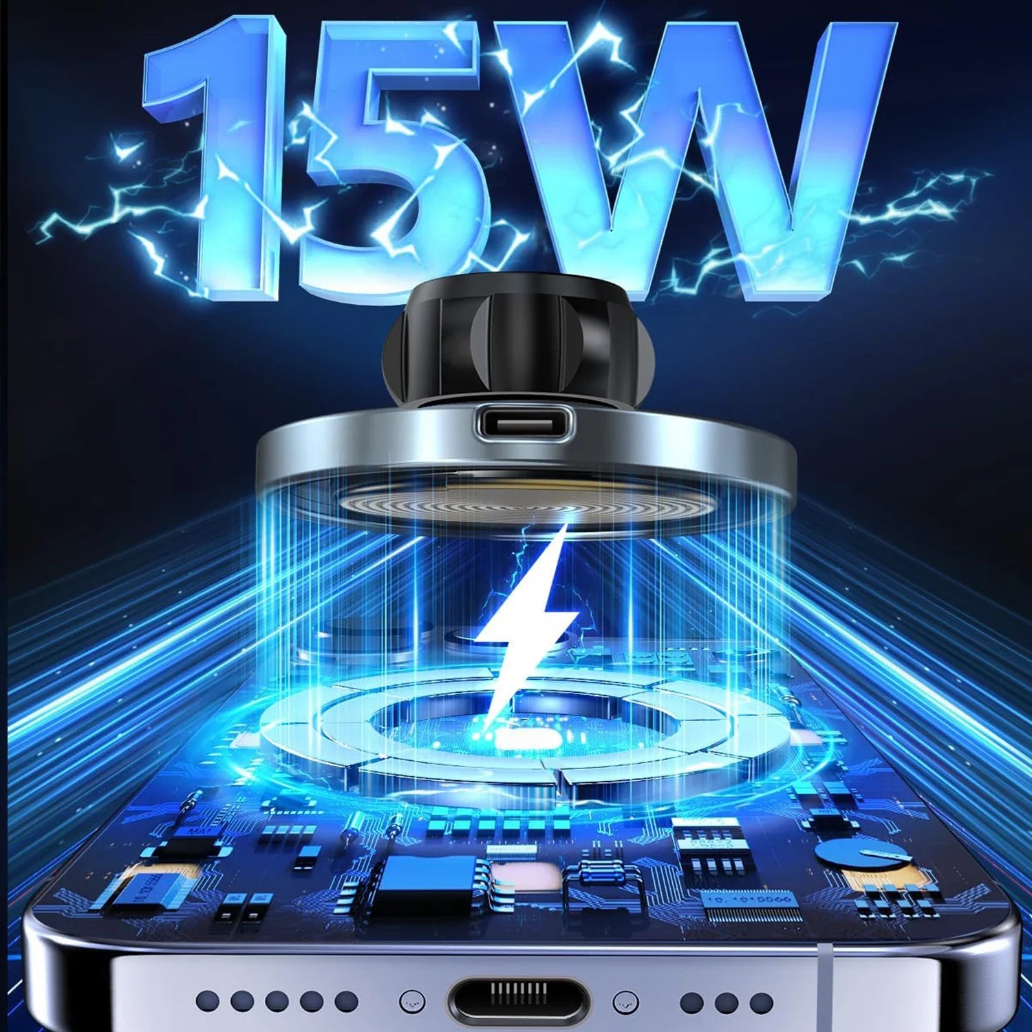 UYUXIO Magnetic Wireless Car Phone Charger Adapter 15W Air Vent Magnetic Car Phone Holder for iPhone 16 15 14 13 12 Pro Max Plus