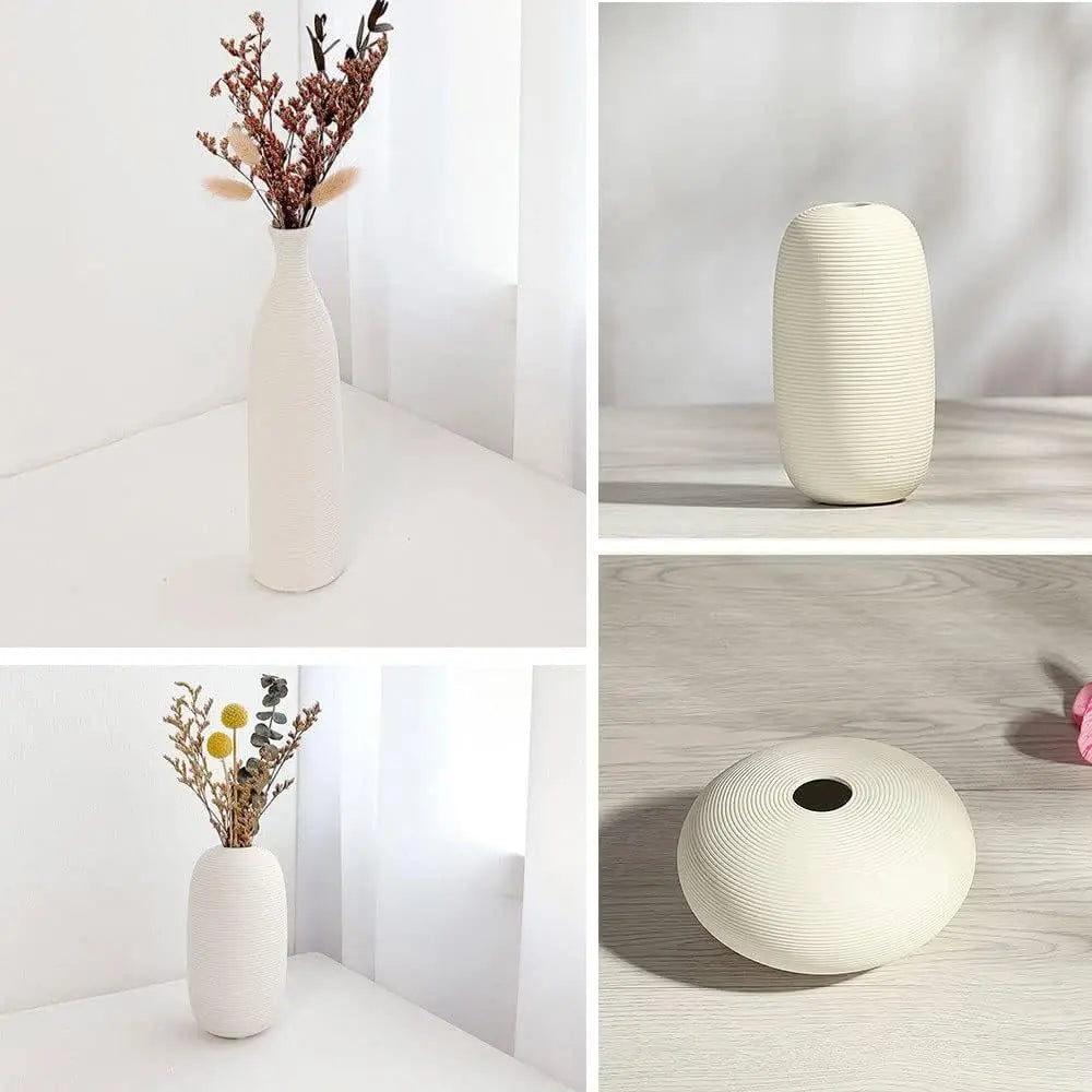 White Ceramic Vases Minimalist Home Decor Nordic Modern Room Kitchen Living Rome Shelf Decorations Crafts Ornaments
