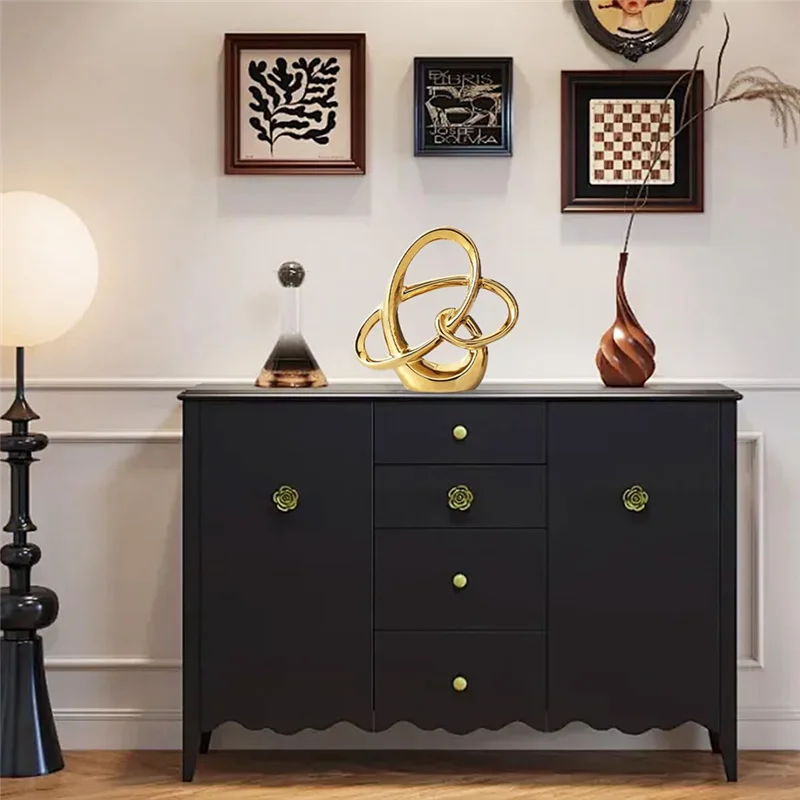 ABYN-Modern Gold Decor  Geometric Sculpture, Abstract Home Accent & Tabletop Figurine