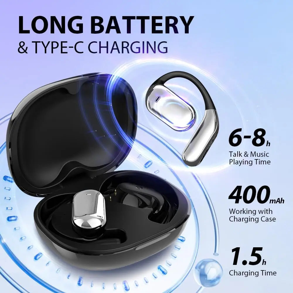 UYUXIO Real Time AI Translating Earphone with LCD Touch Screen OWS Translation Earbuds with 144 Languages Ear Buds for Business