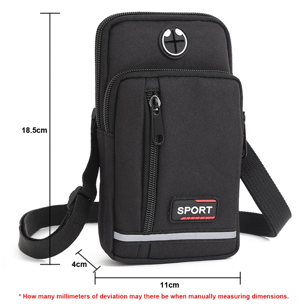 Universal Men's Sports Leisure Mobile Phone Waist Bag Vertical Double-layer Phone Bag Single Shoulder Crossbody Bag Coin Purse