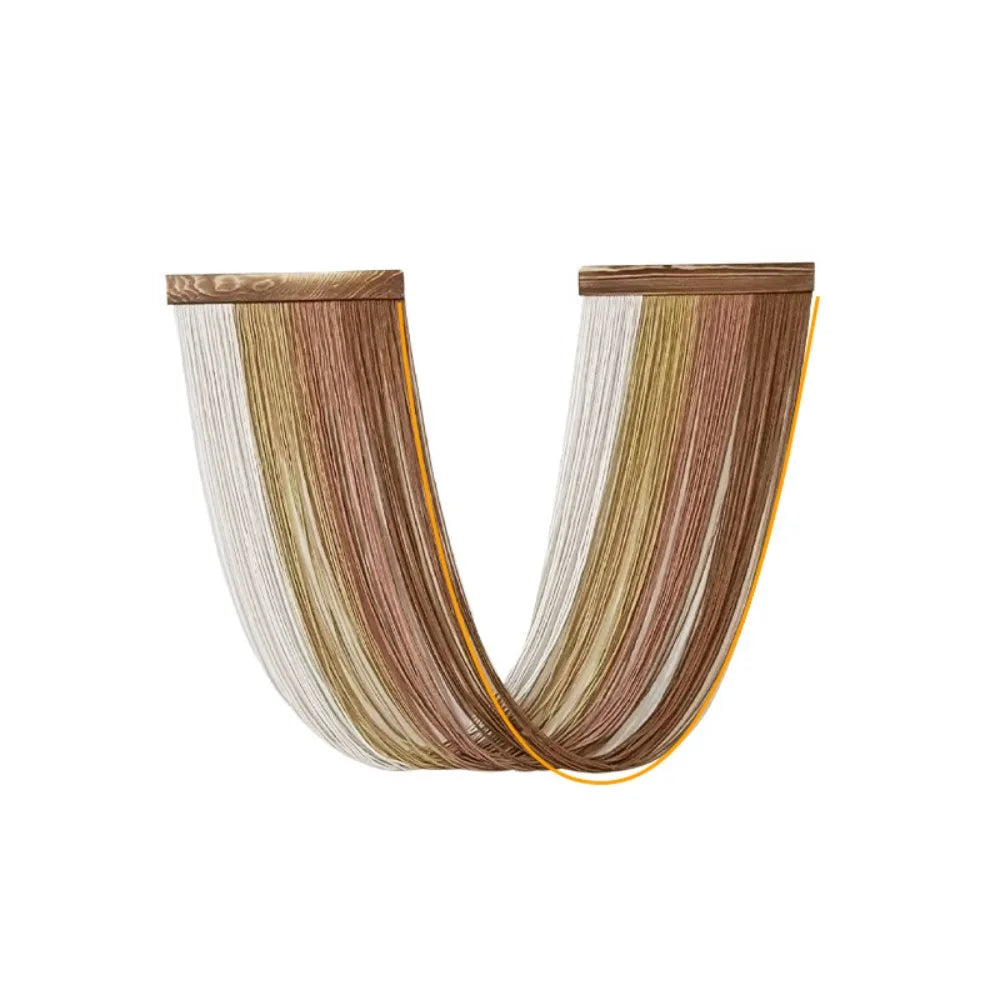 Boho Decor Wooden Wall Hanging Tapestry Tassel Hand-Woven Curtain Tapestry Aesthetic Cotton Rope Tapestry Apartment