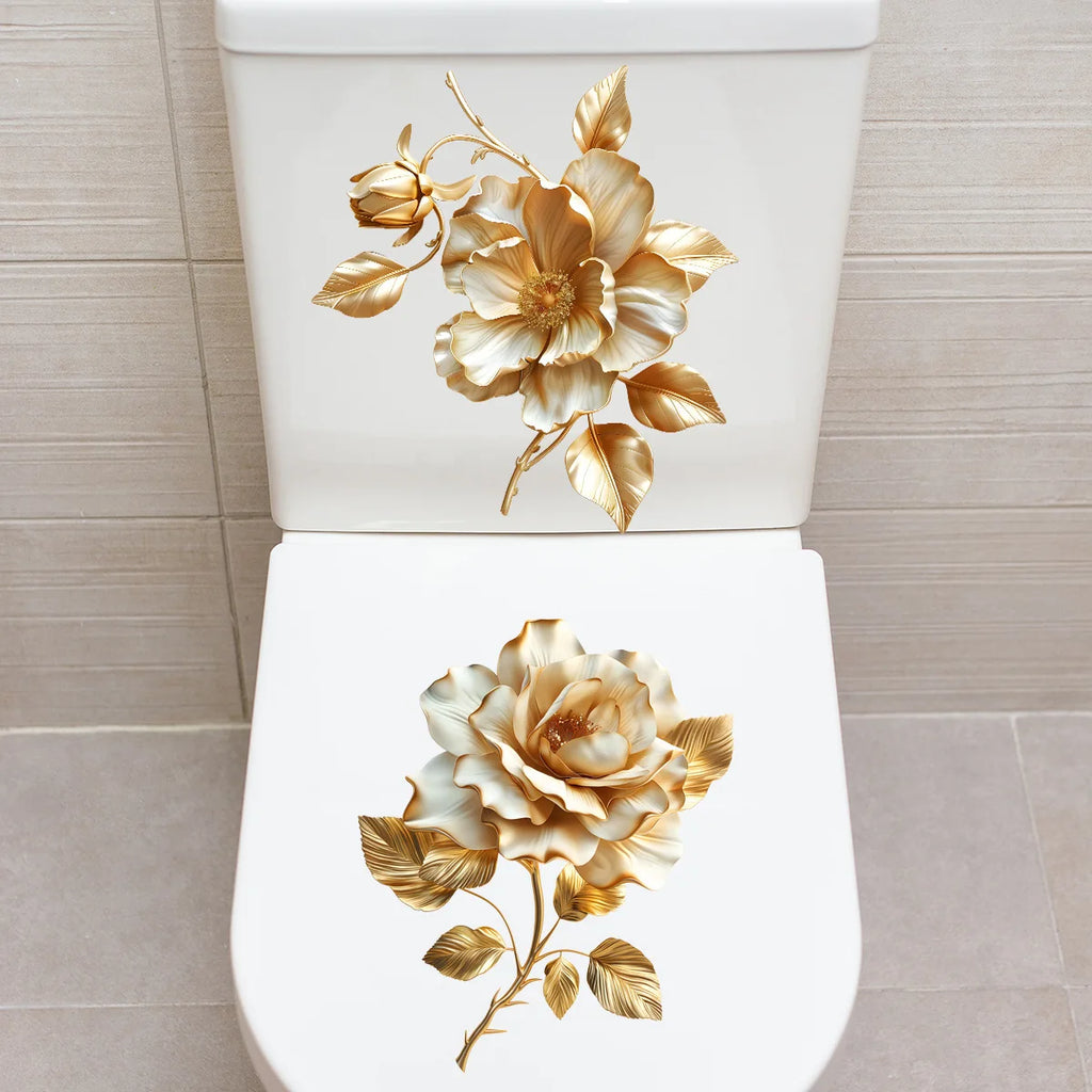 Creative Golden Floral Aesthetic Home Decoration Wallpaper Living Room Modern Art Mural Bedroom Toilet Decal Bathroom Wall Decor