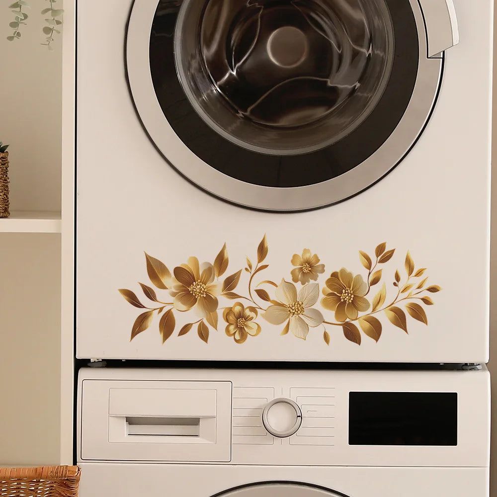 Creative Golden Floral Aesthetic Home Decoration Wallpaper Living Room Modern Art Mural Bedroom Toilet Decal Bathroom Wall Decor