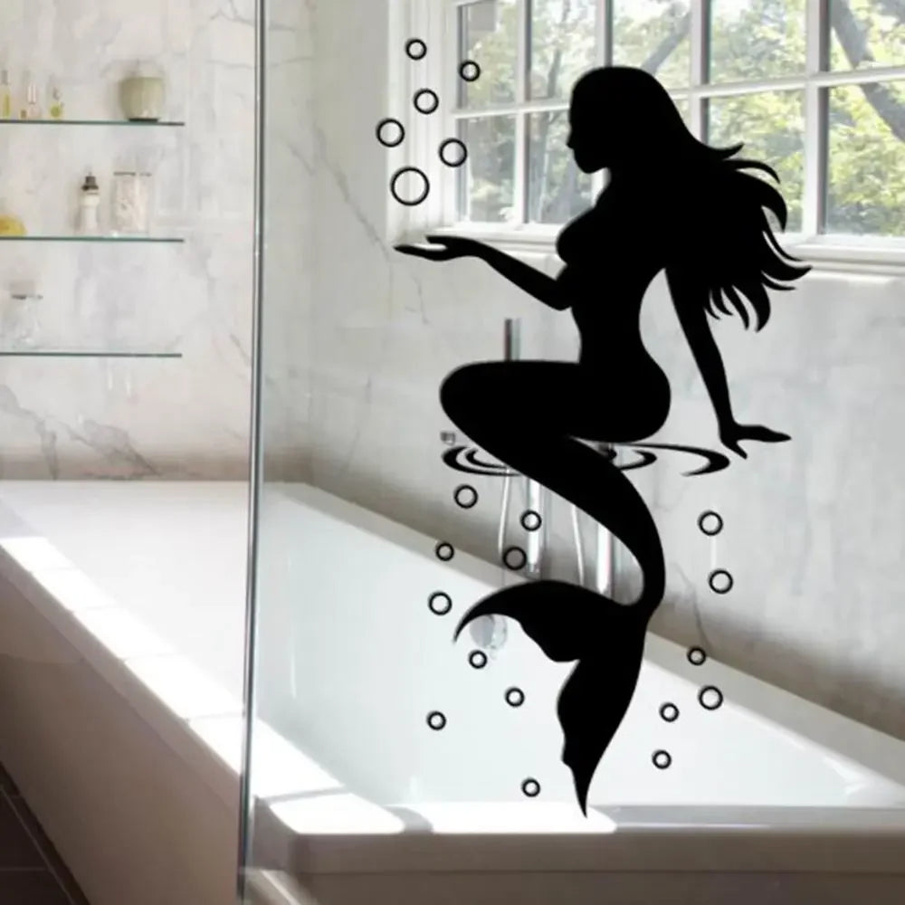 Aesthetic Mermaid Wall Stickers Fashion Design Beautiful Waterproof Decals for Toilet  Bathroom Bedroom Decor Home Decoration