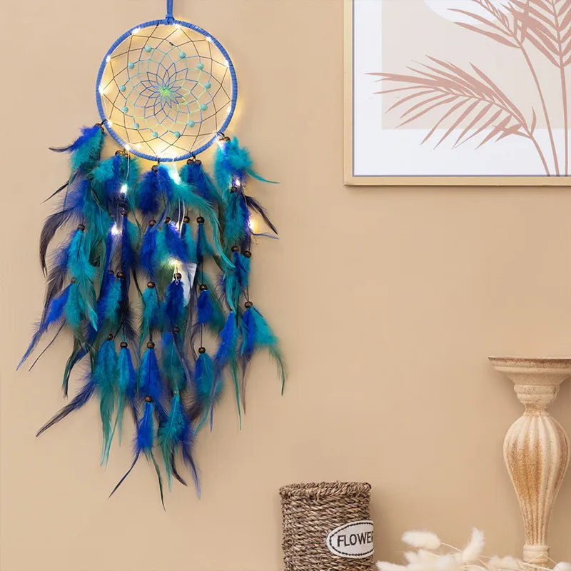 Blue Dream Catcher Hanging Home Decor Feahter Dreamcatcher Catchers Aesthetic Living Girl Room Bedroom Decoration Nordic Style