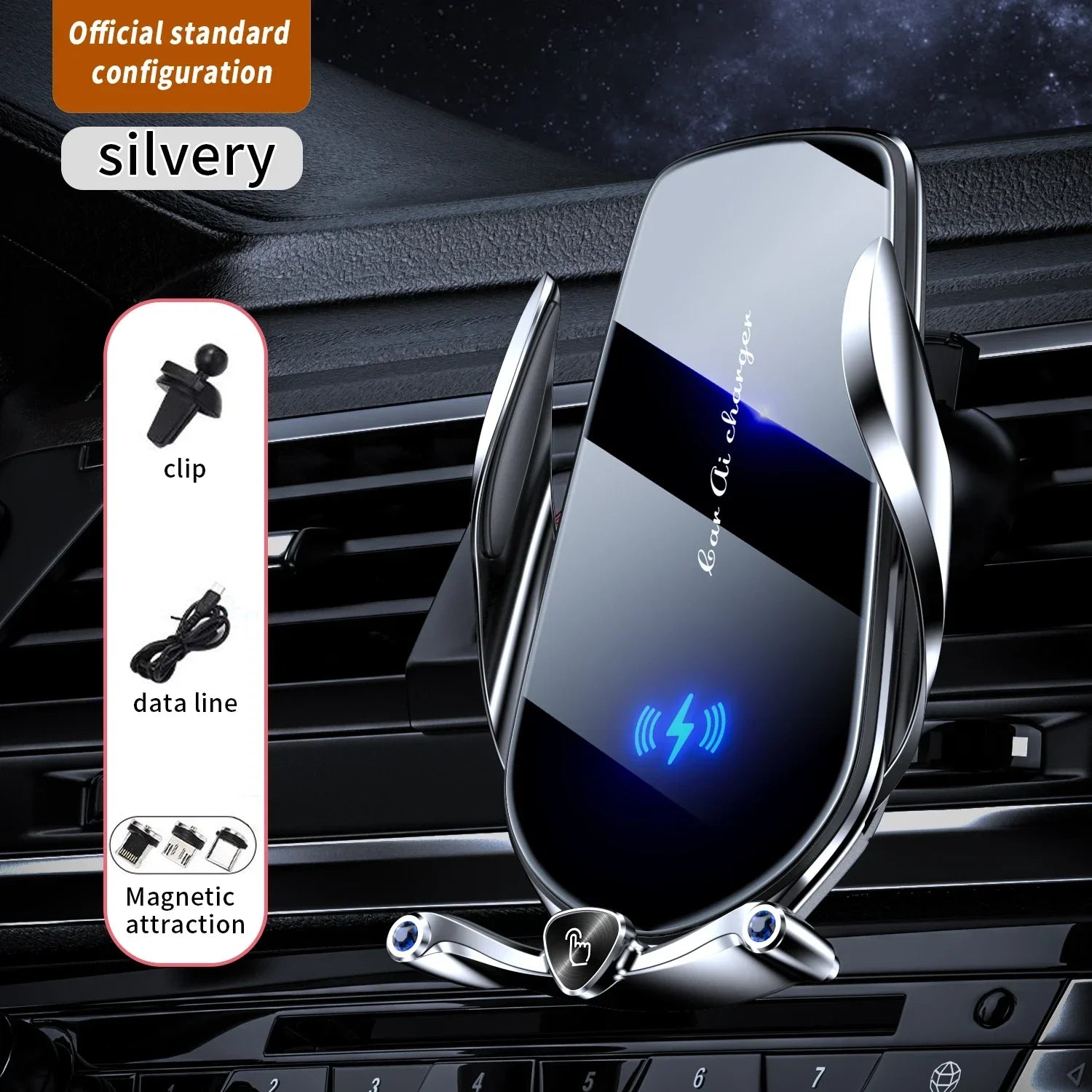 Car Phone Holder 15W Wireless Fast Charger Magnetic Charger Head Touch Control for iPhone 12 13 14 15 Pro Max Xiaomi Huawei