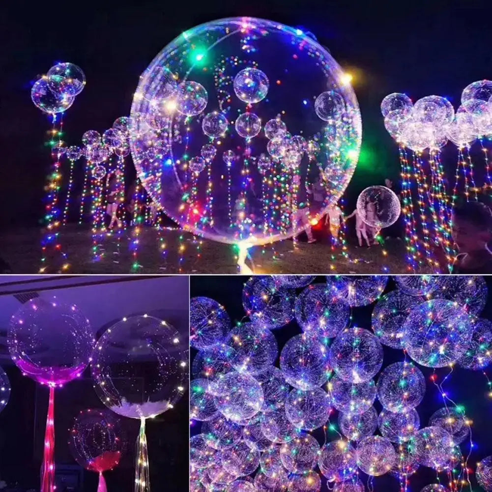 3PCS LED Balloon With Light Transparent Helium Bobo Ballons For Wedding Birthday Christmas Party Decoration LED Light Balloons