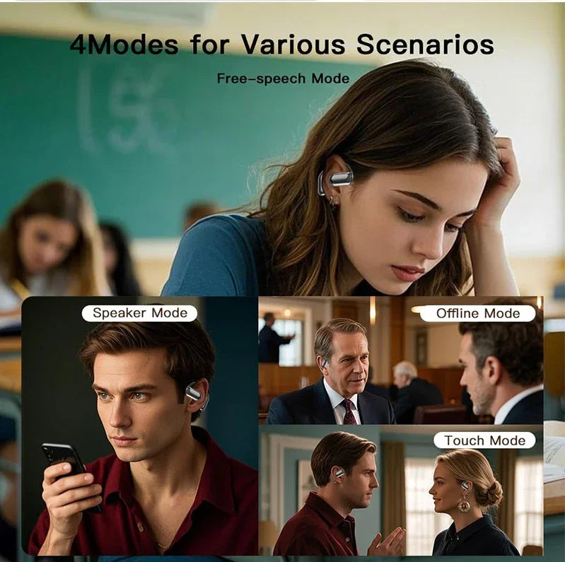 UYUXIO Real Time AI Translating Earphone with LCD Touch Screen OWS Translation Earbuds with 144 Languages Ear Buds for Business