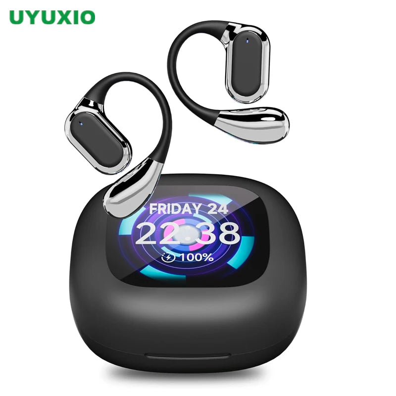 UYUXIO Real Time AI Translating Earphone with LCD Touch Screen OWS Translation Earbuds with 144 Languages Ear Buds for Business