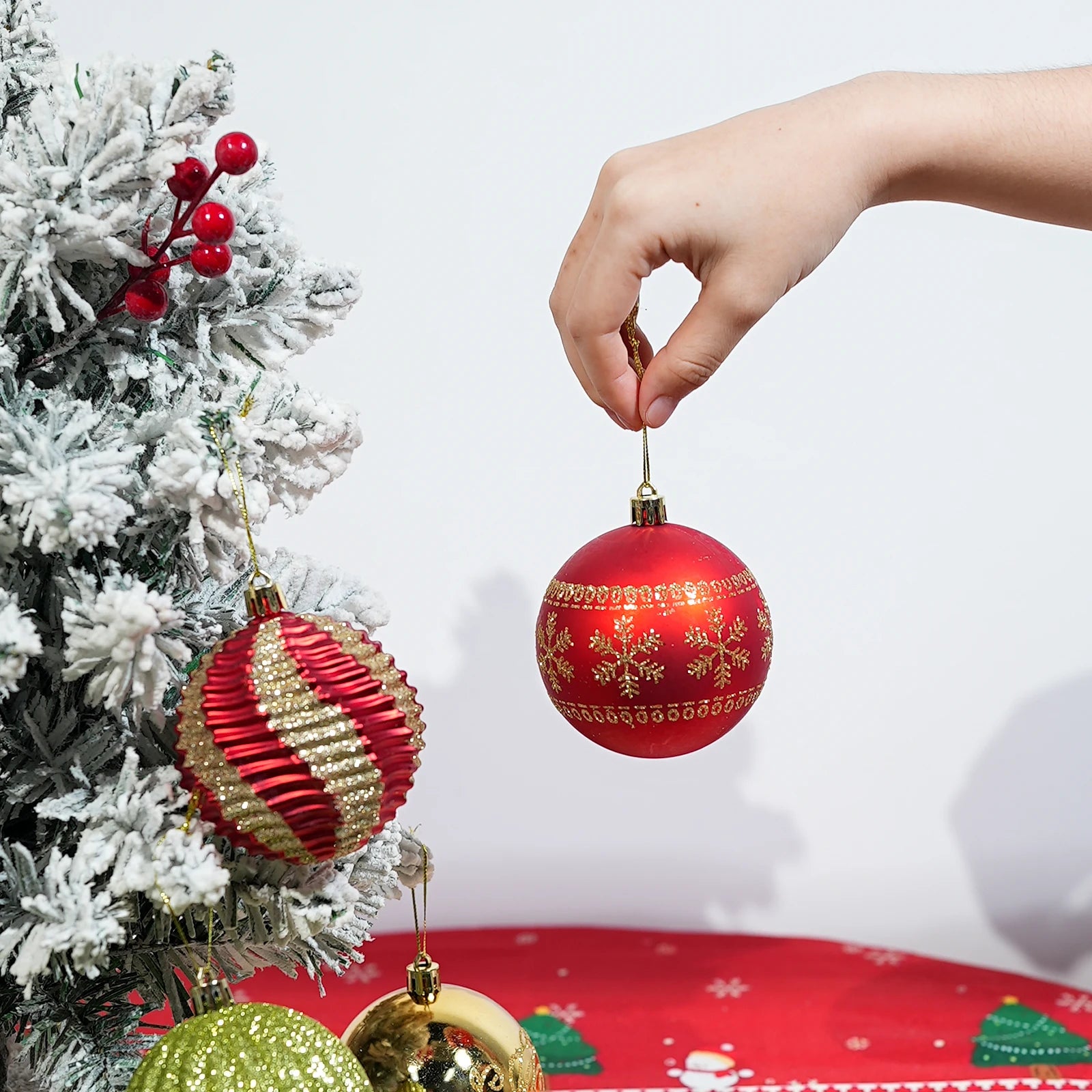 16Pcs Multi-Color - High-Quality - Shiny Decorative Balls - Gorgeous, Ball Ornaments, Tight Patterns and Shapes, Perfect Decorations for the Holidays