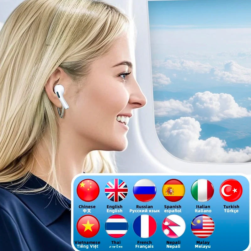 AI Languages Translator Earbuds with Screen Noise Cancelling Earphone with with 144 Languages Real Time Translation Headphones