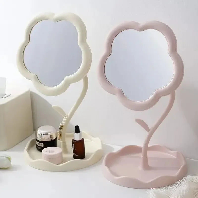 Desktop Flower Mirror Creative Dorm Room Decor Makeup Vanity Mirror Gao Yan Style High Aesthetic Value Bedroom Home Decoration