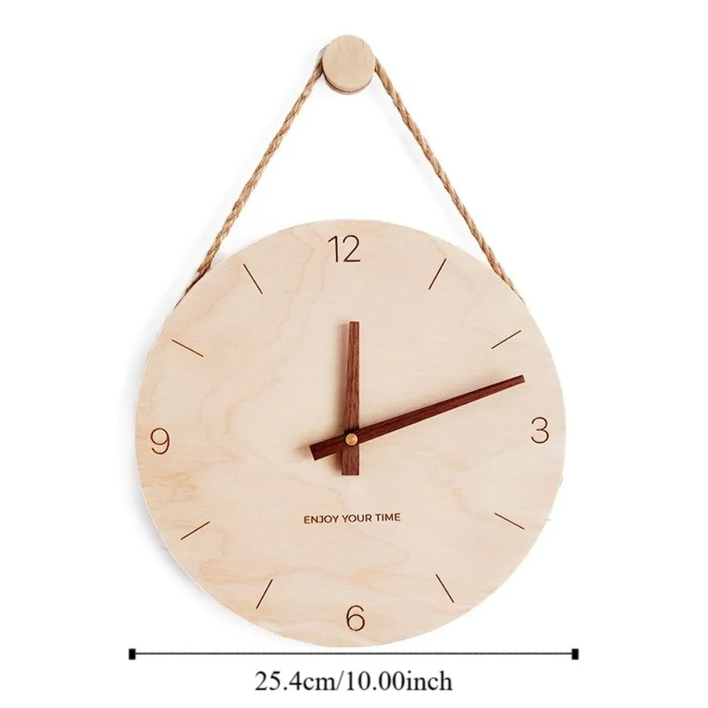 Home Decor Round Solid Wood Clock Hanging Minimalist Aesthetic Clock Nordic Style Wall Clock Office
