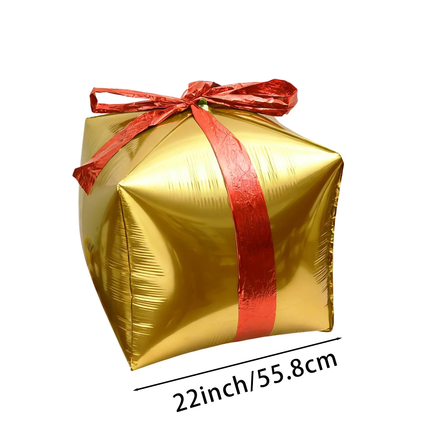 Gift Box Decorative Balloon Christmas Standing Balloons Aluminum Foil Photo Props Globs Christmas Gift Box Ornament with Bow