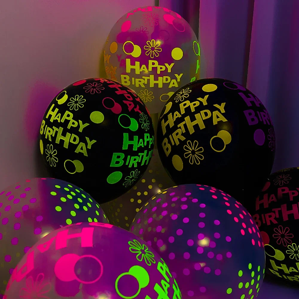 60/10PCS Fluorescent Balloons Glow In The Dark Luminous Dots Latex Balloon For Birthday Wedding Party Decoration Kids Gifts Toys