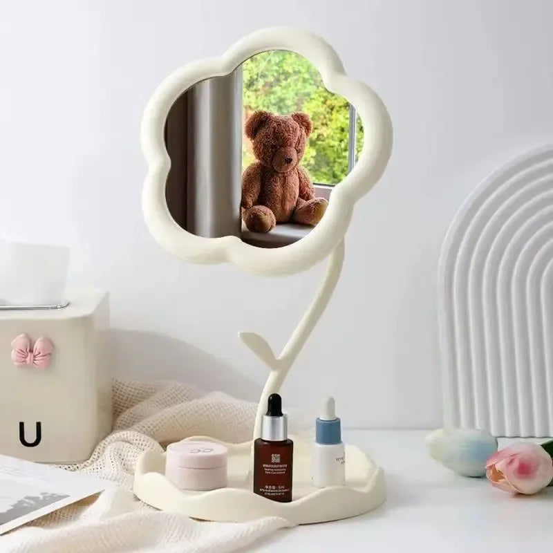 Desktop Flower Mirror Creative Dorm Room Decor Makeup Vanity Mirror Gao Yan Style High Aesthetic Value Bedroom Home Decoration