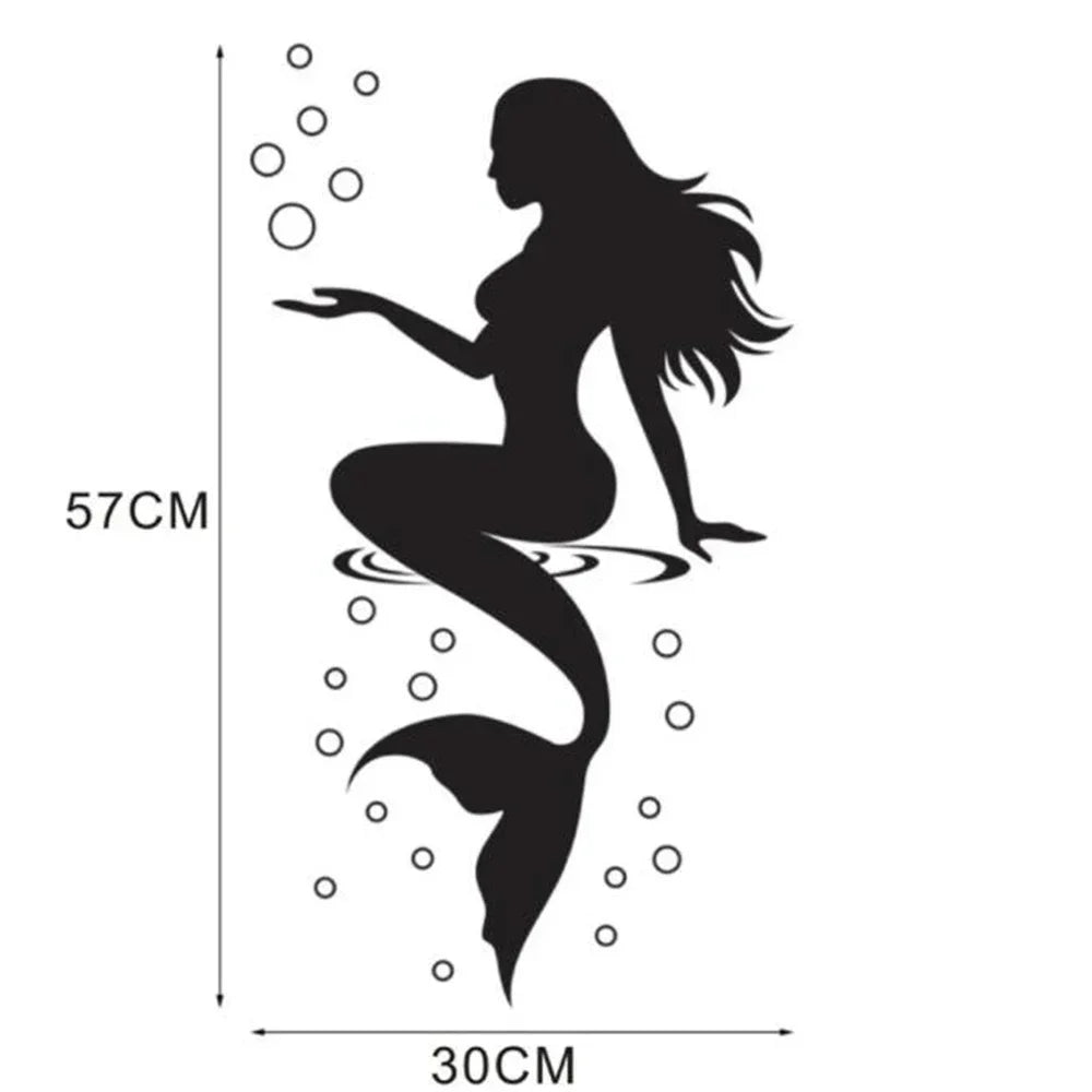 Aesthetic Mermaid Wall Stickers Fashion Design Beautiful Waterproof Decals for Toilet  Bathroom Bedroom Decor Home Decoration