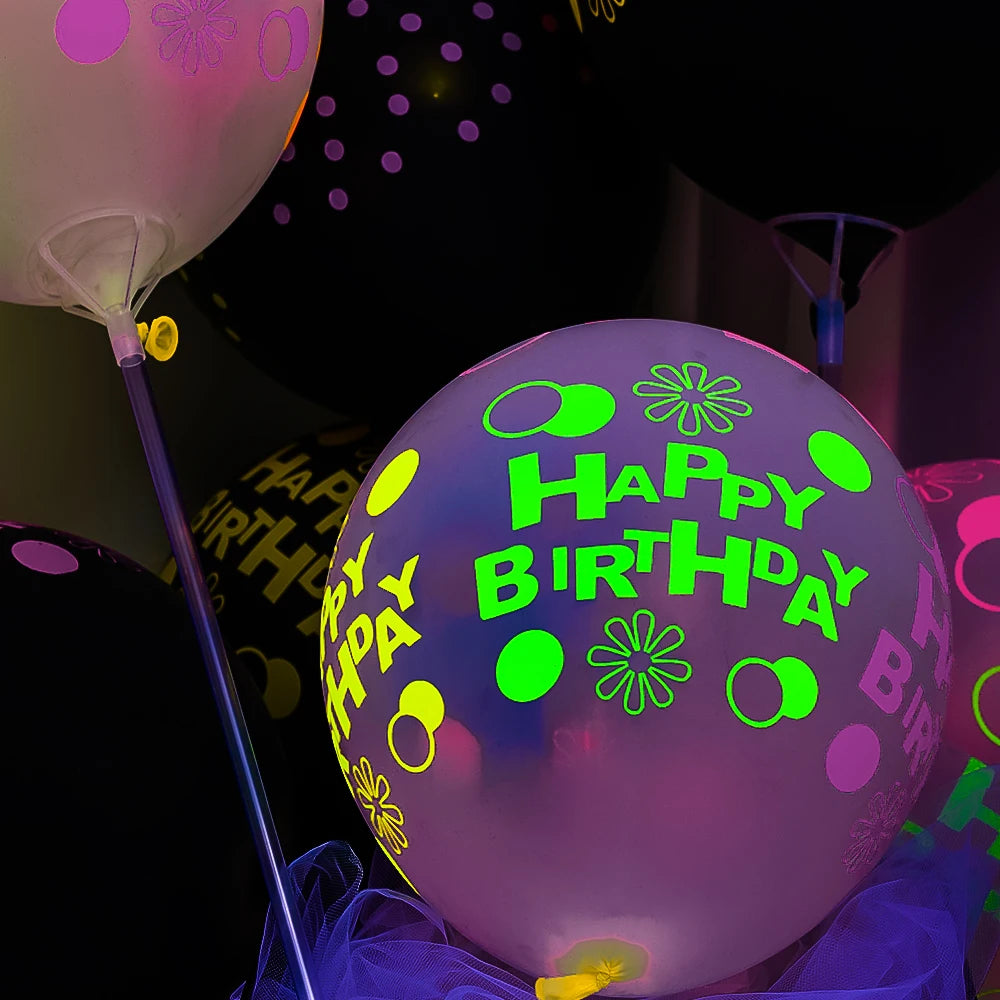 60/10PCS Fluorescent Balloons Glow In The Dark Luminous Dots Latex Balloon For Birthday Wedding Party Decoration Kids Gifts Toys