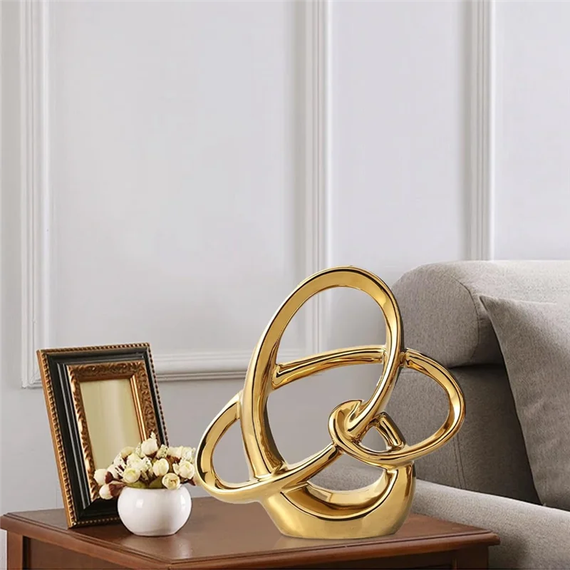 ABYN-Modern Gold Decor  Geometric Sculpture, Abstract Home Accent & Tabletop Figurine
