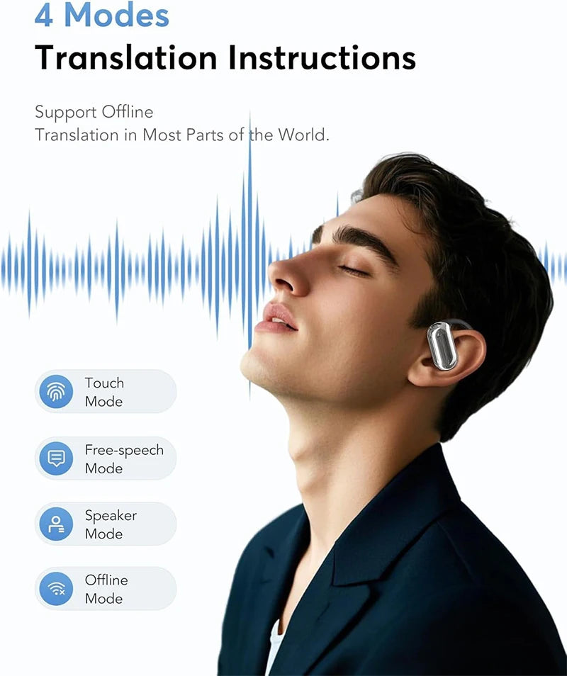 UYUXIO AI Language Translation Headphones with 144 Languages & Accents Real-Time Earbuds Translator for iPhone Android Phones