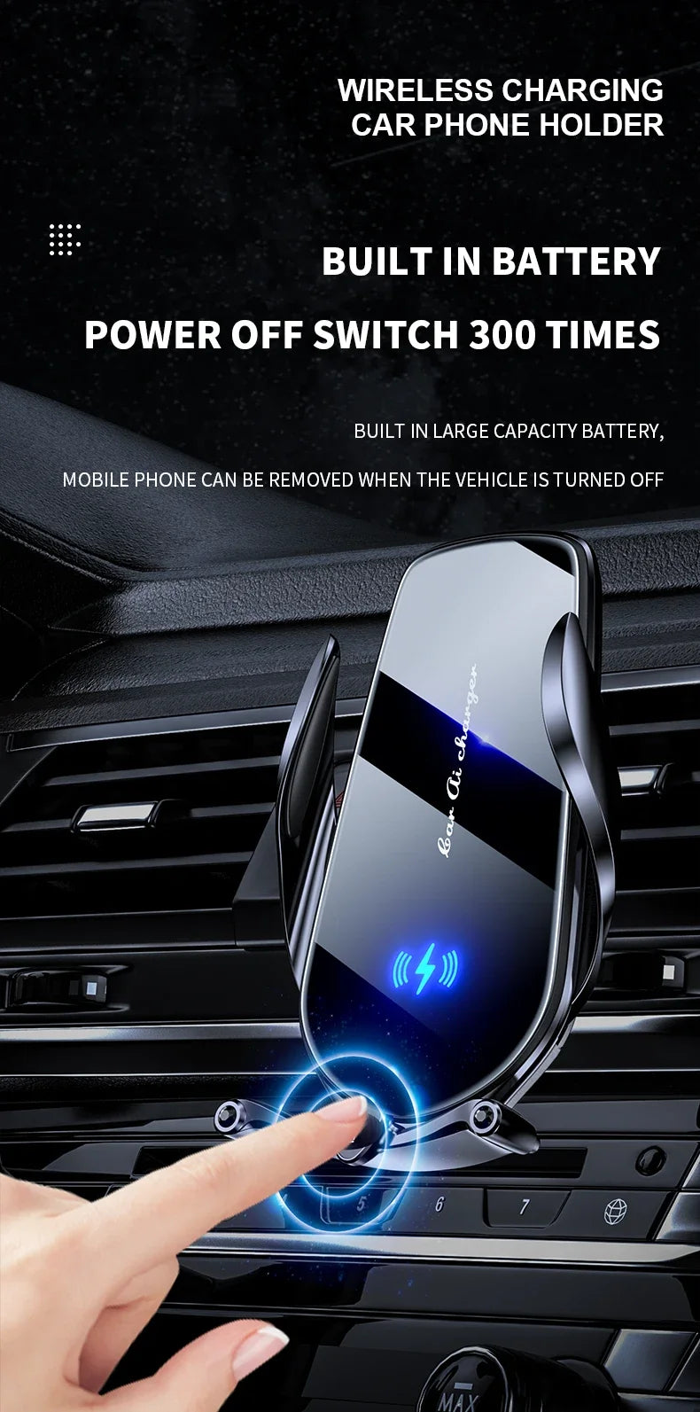 Car Phone Holder 15W Wireless Fast Charger Magnetic Charger Head Touch Control for iPhone 12 13 14 15 Pro Max Xiaomi Huawei