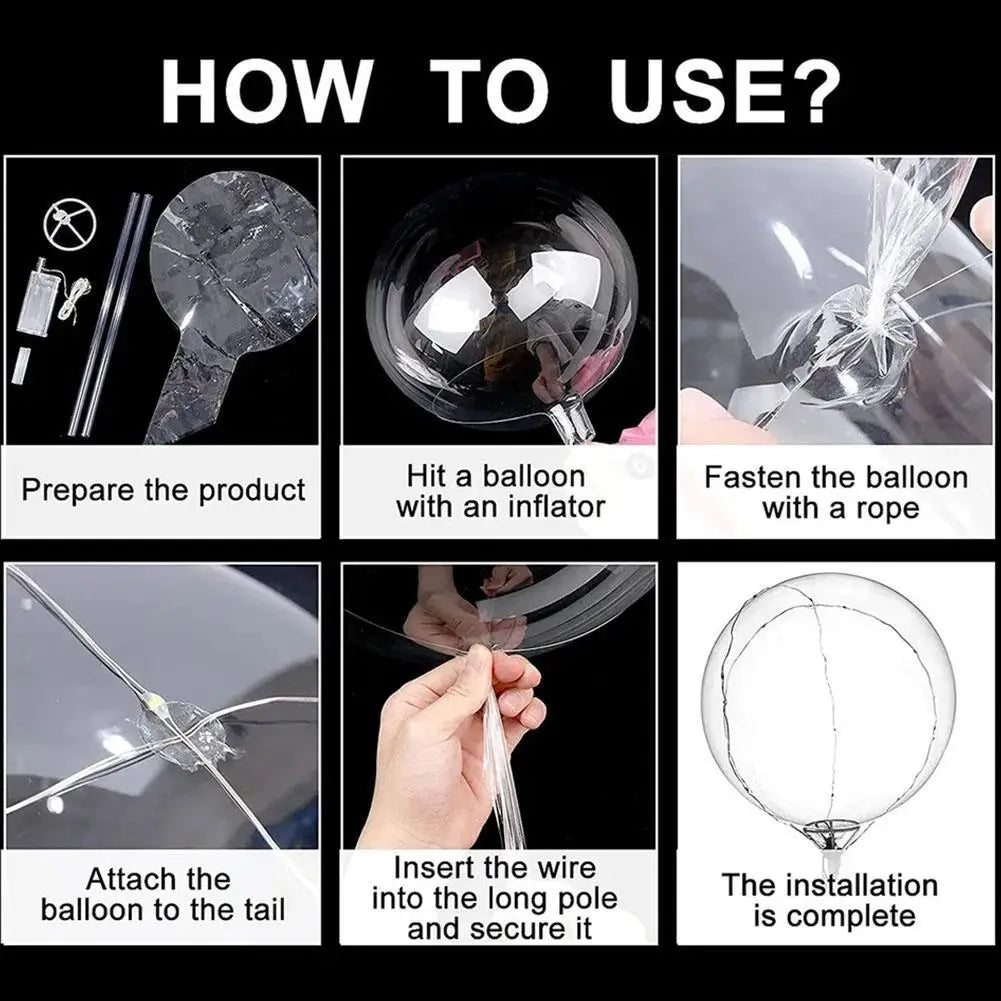 3PCS LED Balloon With Light Transparent Helium Bobo Ballons For Wedding Birthday Christmas Party Decoration LED Light Balloons