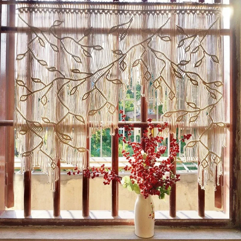 Homestay Room Decoration Handwoven Tapestry Home Wall Decoration Bohemian Leaf Curtain Door Curtain