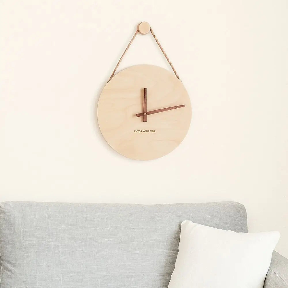 Home Decor Round Solid Wood Clock Hanging Minimalist Aesthetic Clock Nordic Style Wall Clock Office