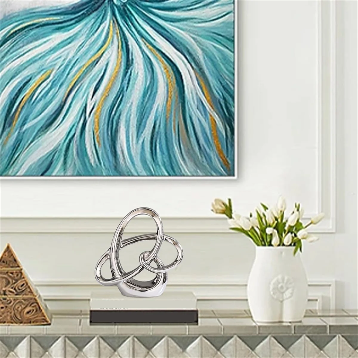 ABGE-Modern Gold Decor  Geometric Sculpture, Abstract Home Accent & Tabletop Figurine