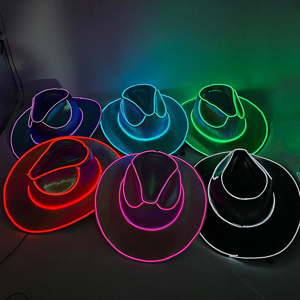 Light-Up LED Cowboy Hat – 8 Neon Colors