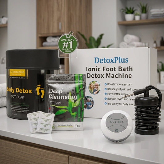 DetoxPlus™ 3-Month Home Foot Spa Kit — Ionic Foot Bath, Herbal Patches & Soak Beads