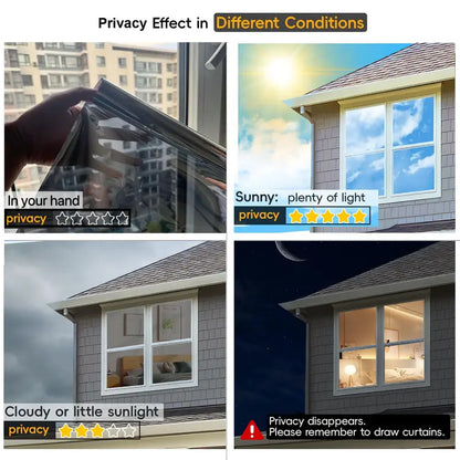 Black One-Way Mirror Privacy Window Film for Home & Office