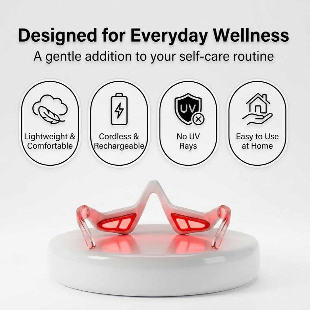 Ravlumi Red Light Eye Care Glasses — Rechargeable 630nm LED Wellness Device