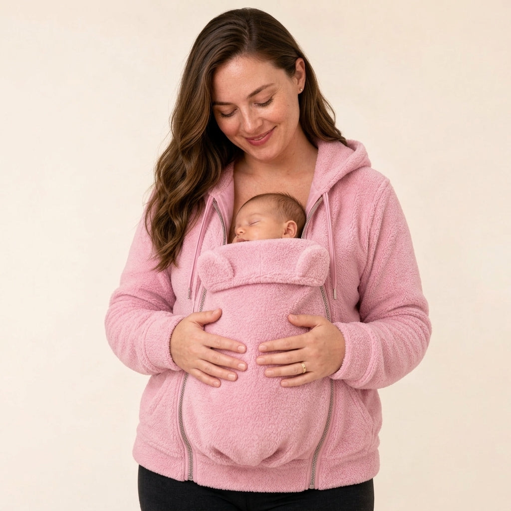 Baby Carrier Fleece Hoodie | Hands-Free Warmth for Mom & Baby