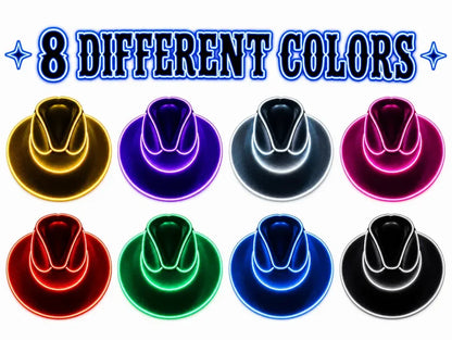 Light-Up LED Cowboy Hat – 8 Neon Colors