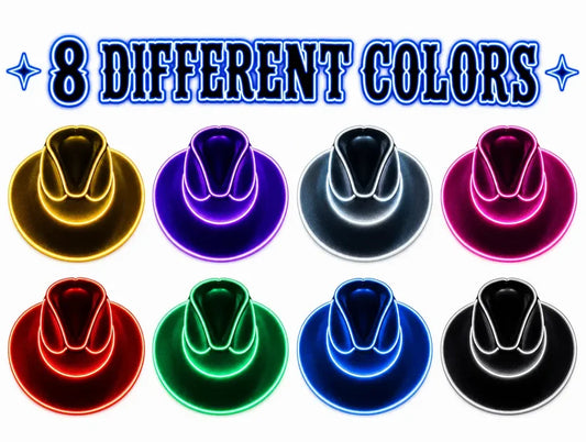 Light-Up LED Cowboy Hat – 8 Neon Colors