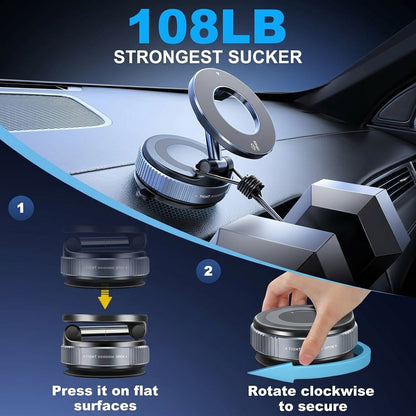 GripLock™ Nano Gel Magnetic Phone Holder | One-Twist Vacuum Car Mount