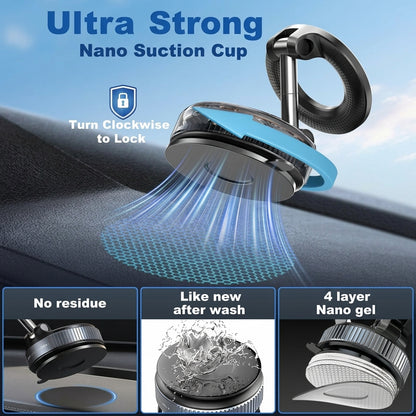 GripLock™ Nano Gel Magnetic Phone Holder | One-Twist Vacuum Car Mount