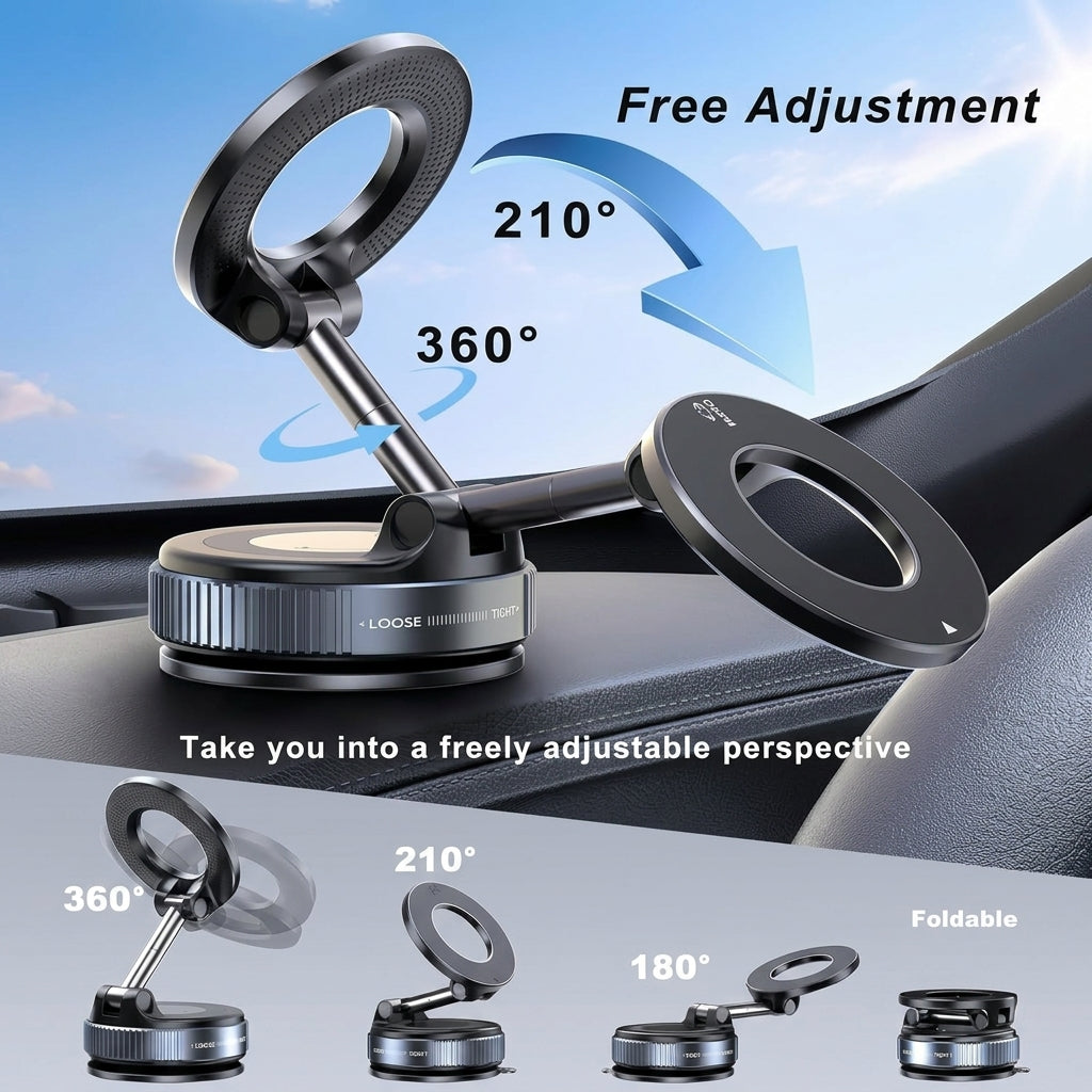 GripLock™ Nano Gel Magnetic Phone Holder | One-Twist Vacuum Car Mount