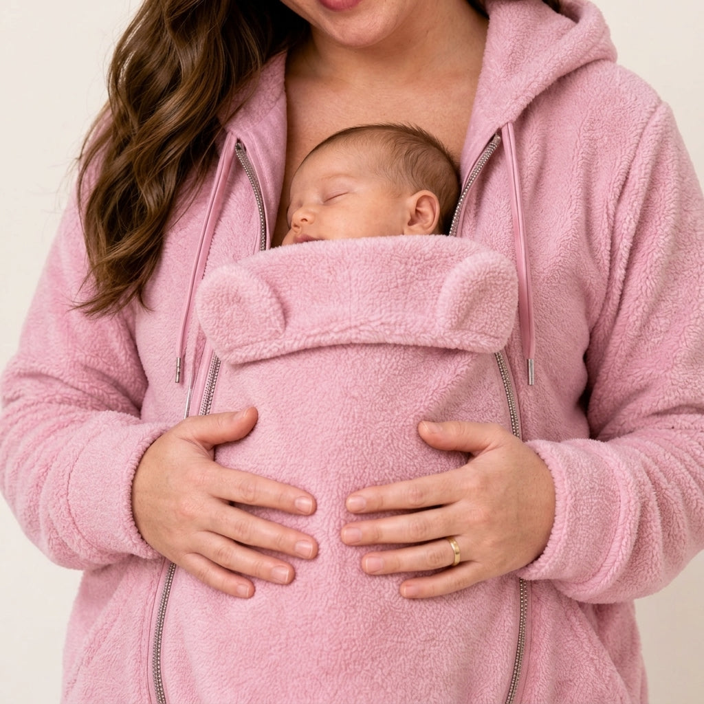 Baby Carrier Fleece Hoodie | Hands-Free Warmth for Mom & Baby