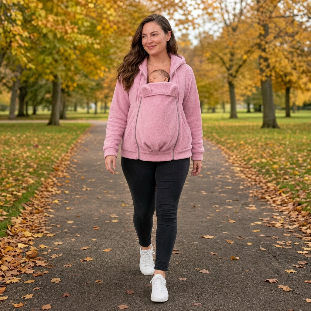 Baby Carrier Fleece Hoodie | Hands-Free Warmth for Mom & Baby